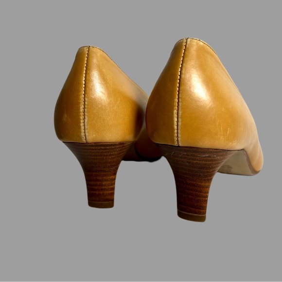 K&S Kennel Schmenger All Leather Pump Heels Mustard Size 7 Made in Germany - Picture 4 of 6